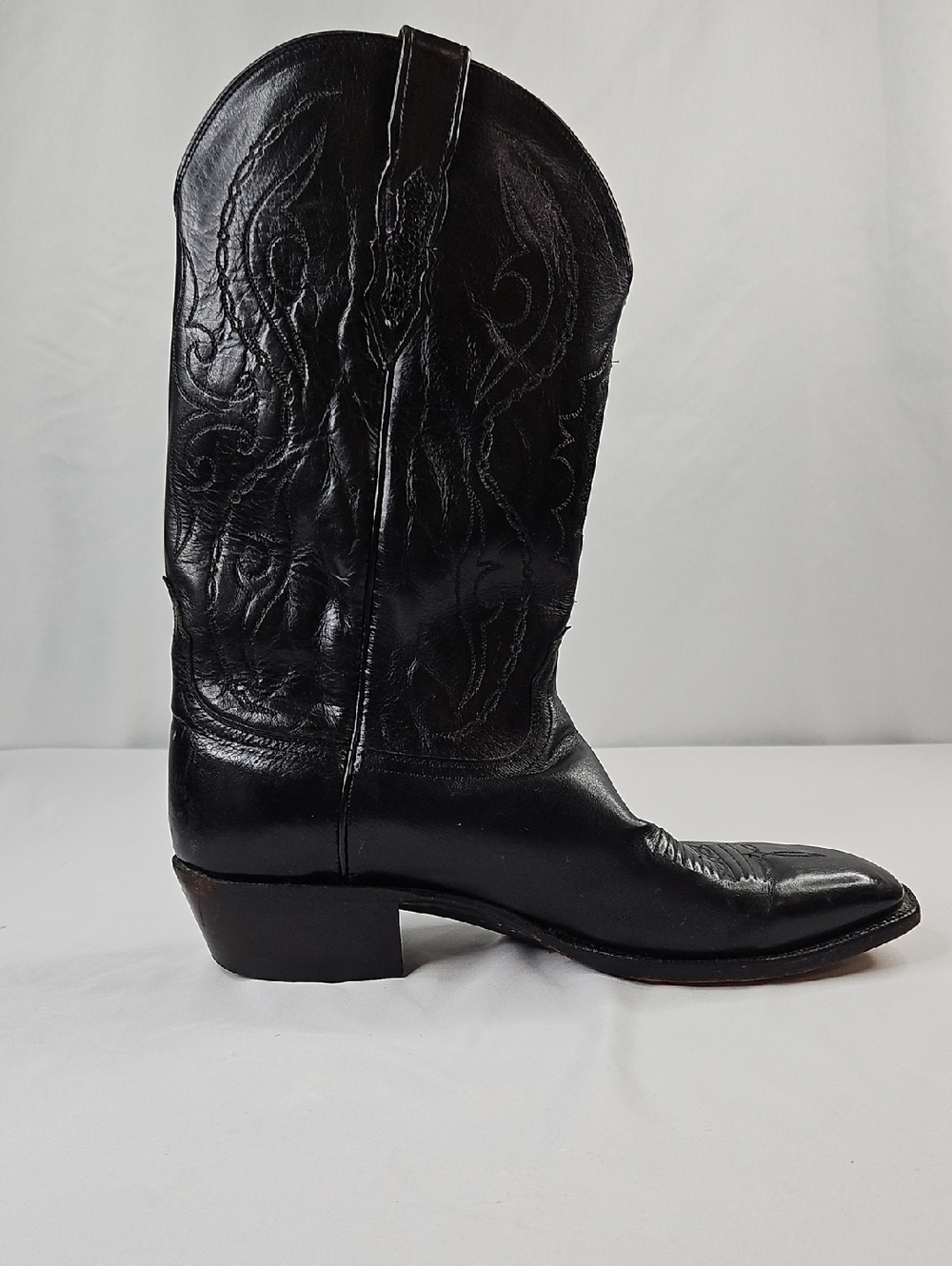 Lucchese 2000 Classic Black Leather Buffalo Skin Cowboy Boots Size 13